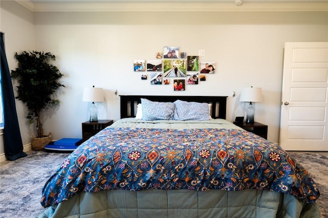 bedroom featuring crown molding