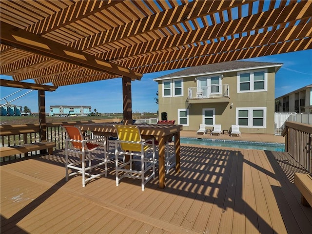 wooden terrace featuring a pergola