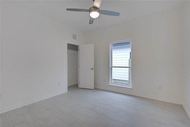 unfurnished bedroom with ceiling fan