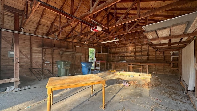 garage with a garage door opener