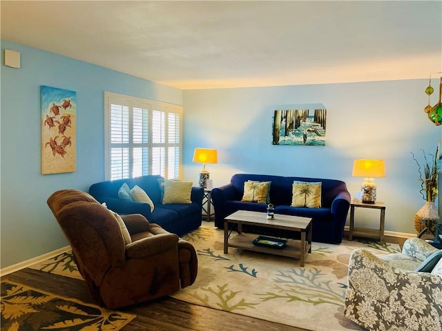 living room with wood-type flooring