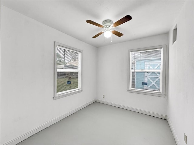 1245 Florida Ave, Corpus Christi, TX 78404 - spare room with plenty of natural light, baseboards, ceiling fan, and finished concrete floors