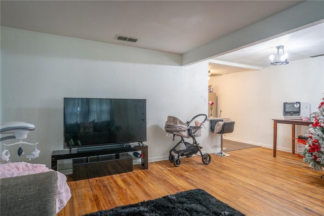 living room featuring light hardwood / wood-style floors