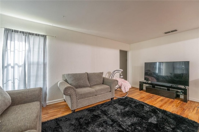 living room with hardwood / wood-style flooring