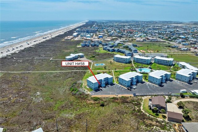 1107 E 11th St Unit H58, Port Aransas, TX 78373 - bird's eye view with a beach view and a water view
