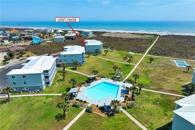 1107 E 11th St Unit H58, Port Aransas, TX 78373 - drone / aerial view with a water view