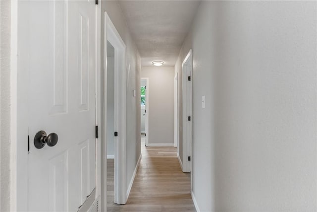 corridor with light wood-type flooring