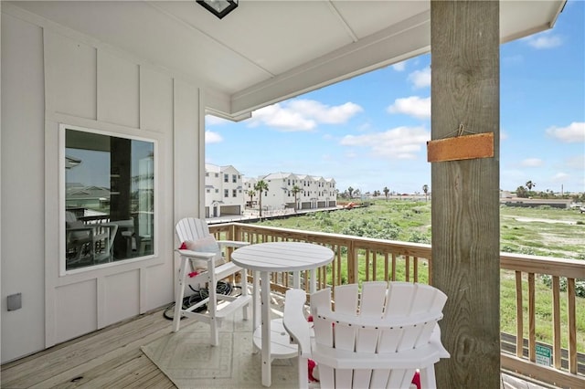 view of wooden balcony featuring a wooden deck
