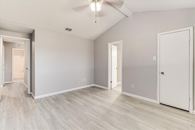 6701 Meadowbreeze Pkwy, Corpus Christi, TX 78414 - unfurnished bedroom with light wood finished floors, baseboards, ensuite bath, and ceiling fan