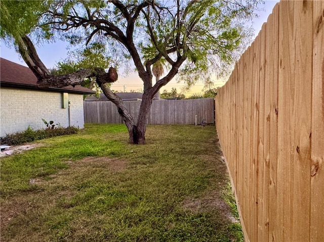 view of yard at dusk