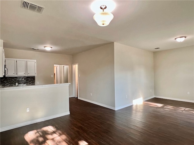 unfurnished living room with dark hardwood / wood-style flooring