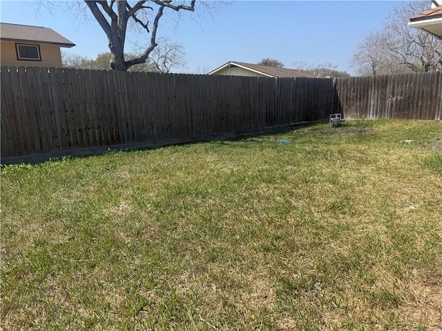 view of yard featuring a fenced backyard