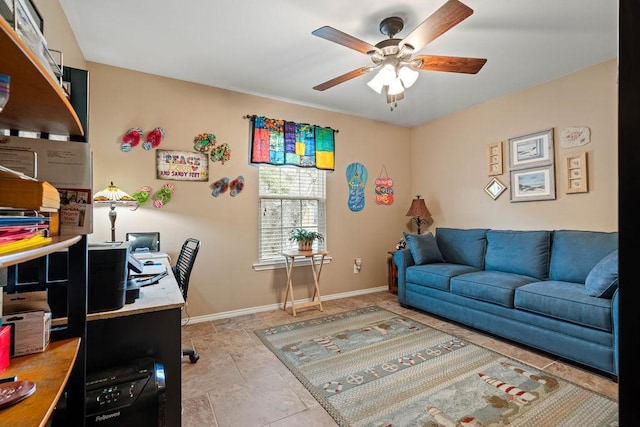 home office featuring ceiling fan