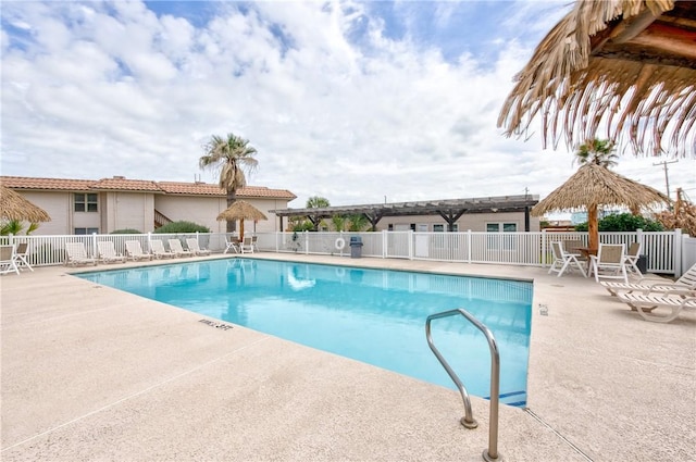 view of swimming pool featuring a patio