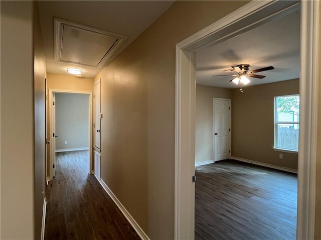 hall with dark hardwood / wood-style floors