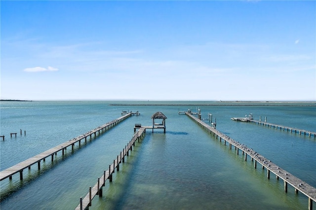 dock area featuring a water view