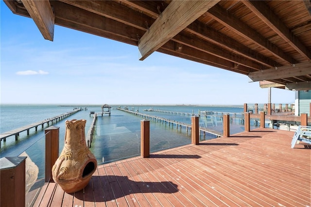 dock area featuring a water view