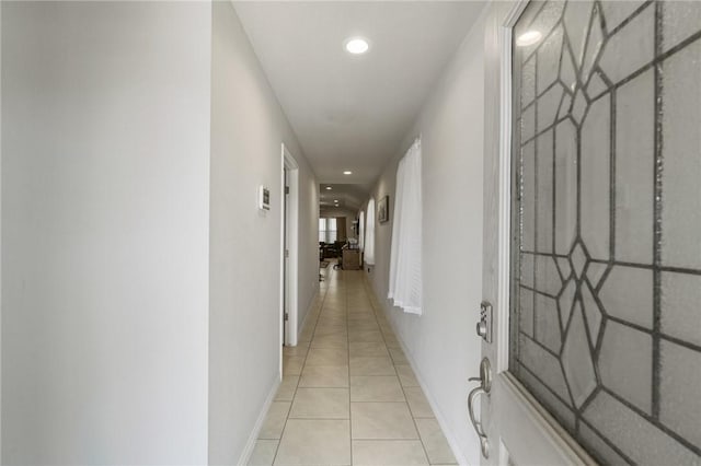 7606 Herd Rider, Corpus Christi, TX 78414 - hallway featuring light tile patterned floors, recessed lighting, and baseboards