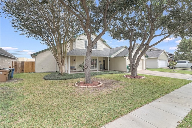 view of front of home featuring a porch and a front lawn