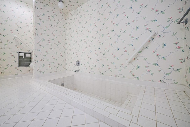 1405 Omohundro St, Rockport, TX 78382 - bathroom featuring wallpapered walls, tile patterned floors, and baseboards