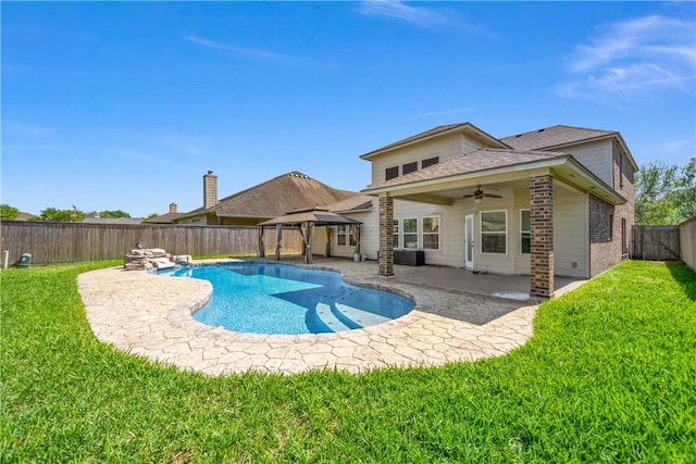 6126 Saint Denis St, Corpus Christi, TX 78414 - view of swimming pool with a gazebo, ceiling fan, and a patio