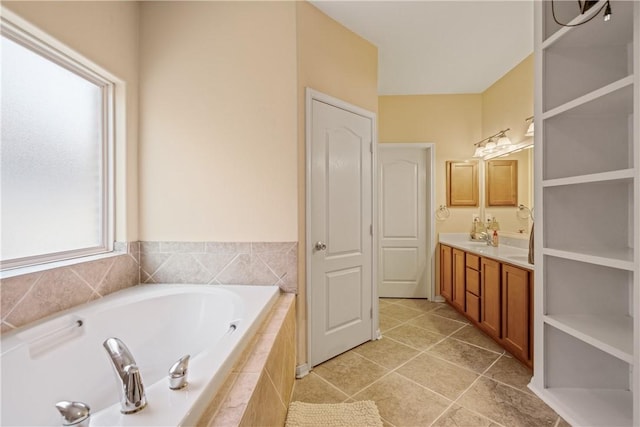 6126 Saint Denis St, Corpus Christi, TX 78414 - full bath with vanity, a bath, and tile patterned floors