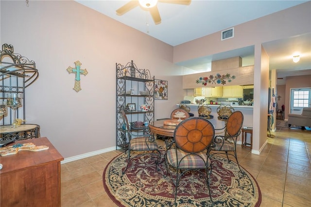 13656 Teague Ln Unit 22, Corpus Christi, TX 78410 - dining area featuring a ceiling fan and light tile patterned floors