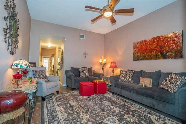 13656 Teague Ln Unit 22, Corpus Christi, TX 78410 - living room with ceiling fan and tile patterned flooring