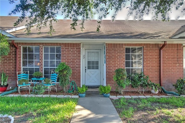 13656 Teague Ln Unit 22, Corpus Christi, TX 78410 - view of exterior entry with brick siding and roof with shingles