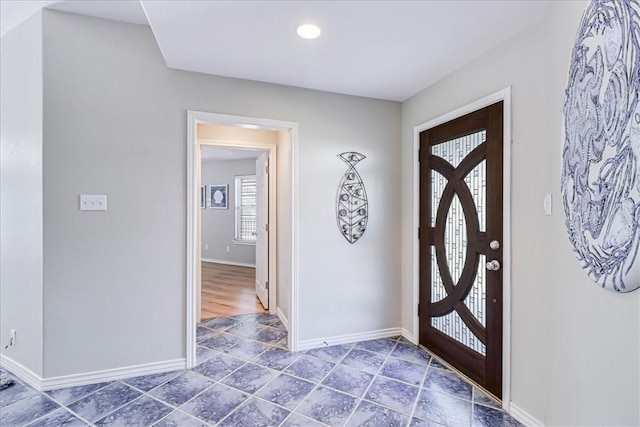 123 Sea Mist Dr, Aransas Pass, TX 78336 - foyer entrance featuring baseboards and recessed lighting