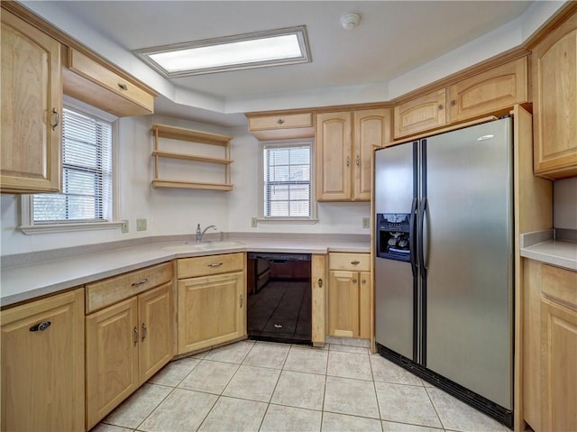 4821 Kosarek Dr, Corpus Christi, TX 78415 - kitchen with stainless steel fridge, dishwasher, and light brown cabinets