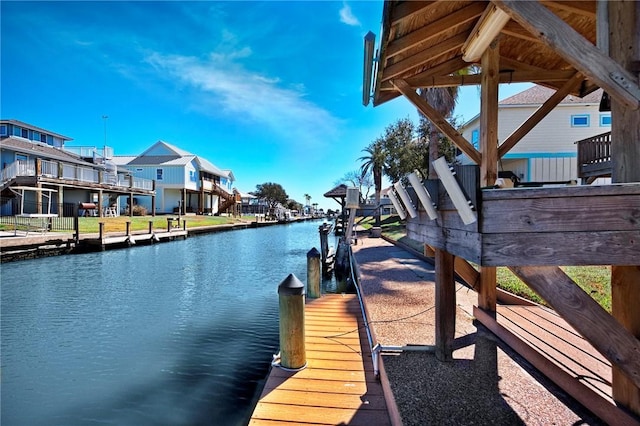 view of dock featuring a water view