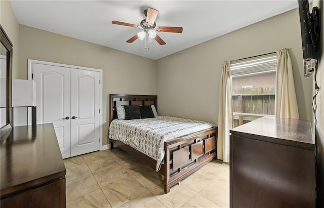 8245 Rock Crest Dr, Corpus Christi, TX 78414 - bedroom with a closet and a ceiling fan