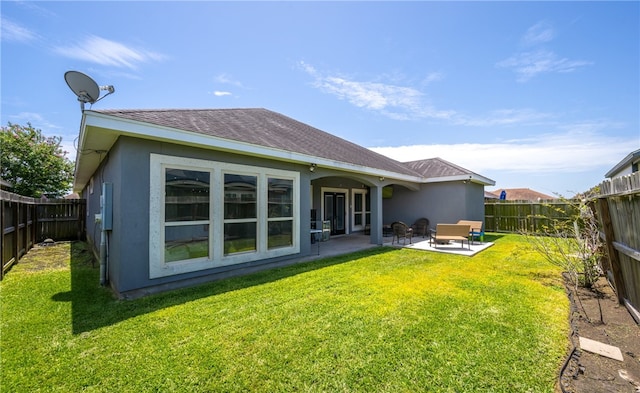 8245 Rock Crest Dr, Corpus Christi, TX 78414 - rear view of house with a patio area, a fenced backyard, and stucco siding