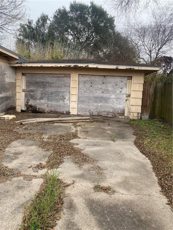 view of garage