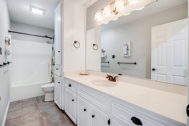 13810 Mizzen St, Corpus Christi, TX 78418 - bathroom with vanity, toilet, and shower / bathtub combination with curtain