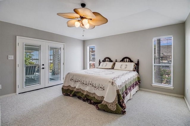 13810 Mizzen St, Corpus Christi, TX 78418 - bedroom featuring french doors, access to exterior, carpet floors, and baseboards