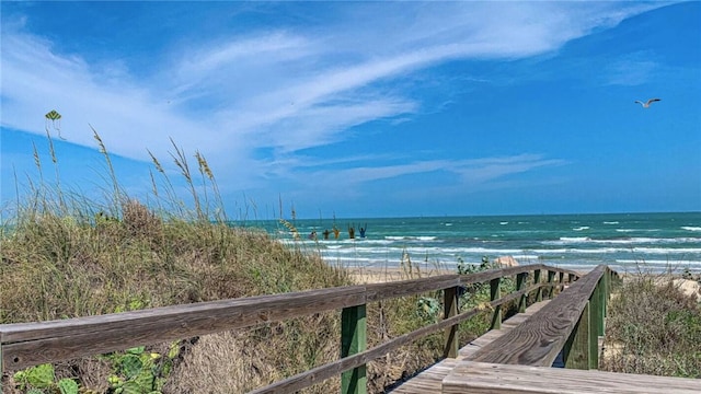 property view of water featuring a view of the beach