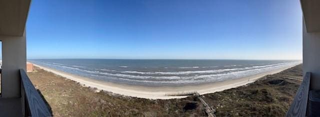 property view of water with a beach view