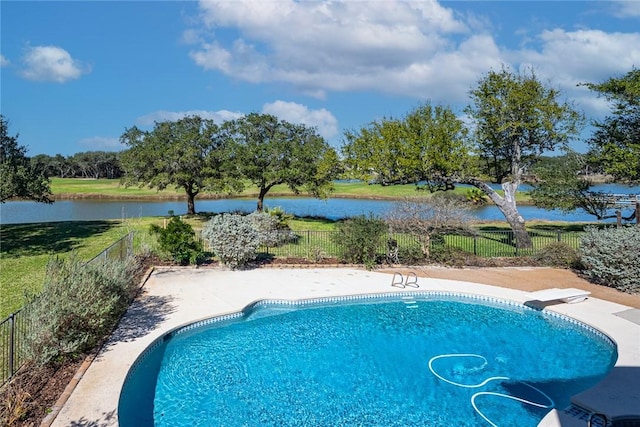 505 Spyglass St, Rockport, TX 78382 - view of swimming pool with a water view, fence, and a fenced in pool
