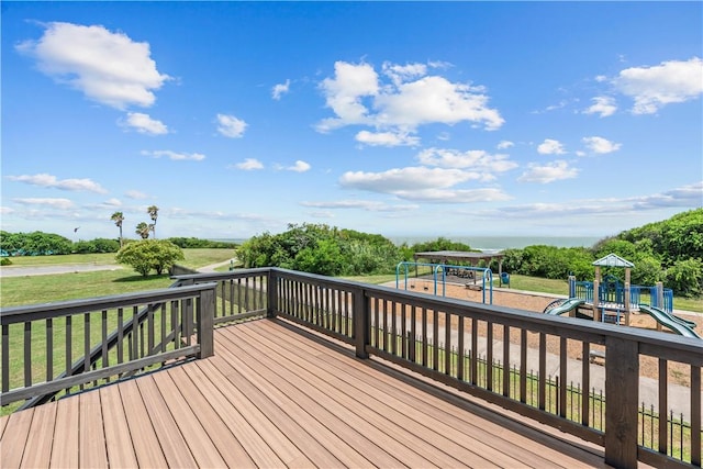 200 Elm St, Portland, TX 78374 - wooden deck featuring a playground