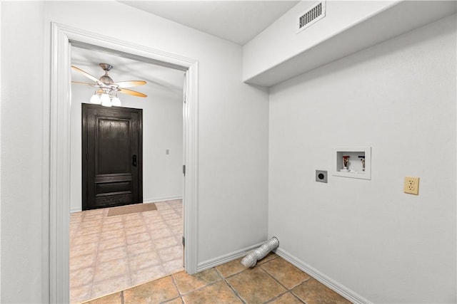 200 Elm St, Portland, TX 78374 - laundry room with hookup for an electric dryer, a ceiling fan, and washer hookup