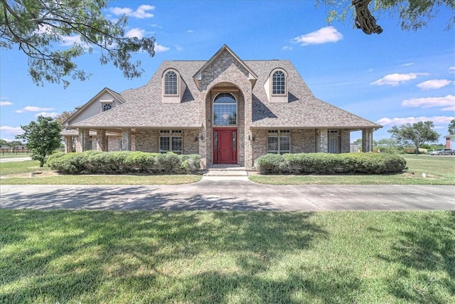 view of front of property with a front lawn