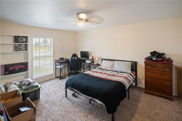 bedroom featuring carpet floors and a ceiling fan