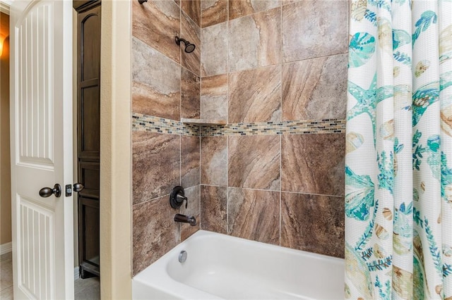 bathroom featuring shower / bathtub combination with curtain