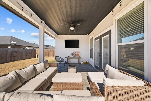 view of patio / terrace with outdoor lounge area and ceiling fan