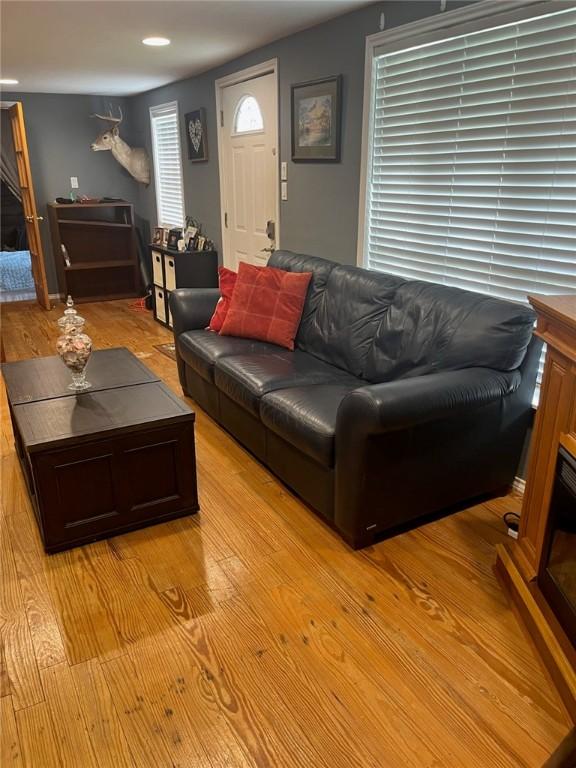 66 Redfish Dr, Rockport, TX 78382 - living room featuring light wood finished floors and recessed lighting