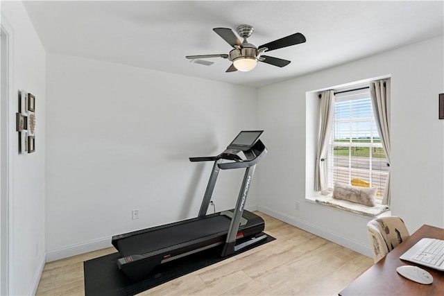 15209 Dasmarinas Dr, Corpus Christi, TX 78418 - exercise area with light wood-style flooring and ceiling fan