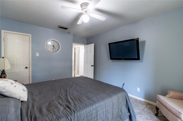 4009 Rooney Dr, Corpus Christi, TX 78413 - tiled bedroom with a ceiling fan and baseboards