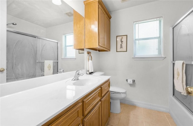 15426 Cuttysark St, Corpus Christi, TX 78418 - bathroom featuring vanity, tile patterned flooring, and shower / bath combination with glass door